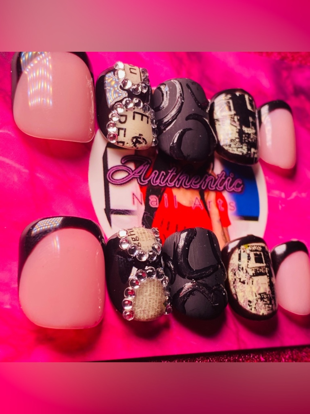 Authentic Nail Arts black press-on nails